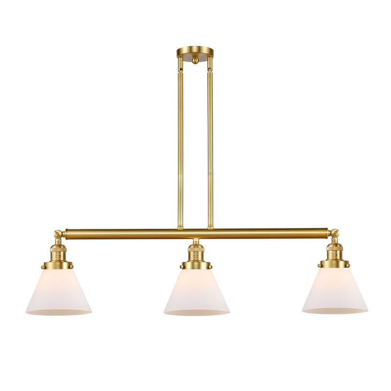 Cone Island Light shown in the Satin Gold finish with a Matte White shade