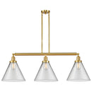 Cone Island Light shown in the Satin Gold finish with a Clear shade