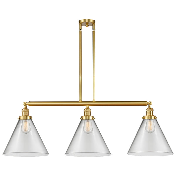 Cone Island Light shown in the Satin Gold finish with a Clear shade