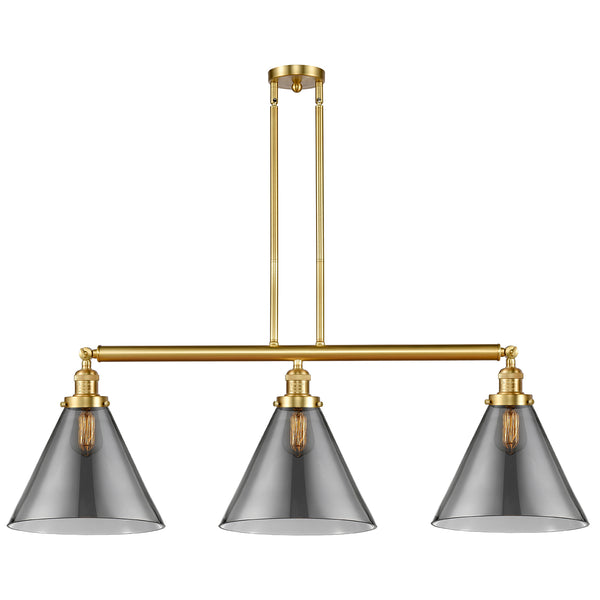 Cone Island Light shown in the Satin Gold finish with a Plated Smoke shade