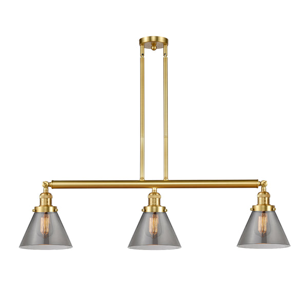 Cone Island Light shown in the Satin Gold finish with a Plated Smoke shade