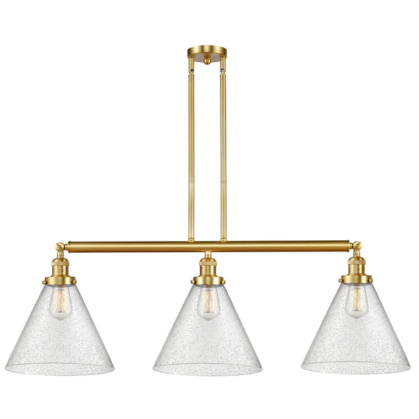 Cone Island Light shown in the Satin Gold finish with a Seedy shade