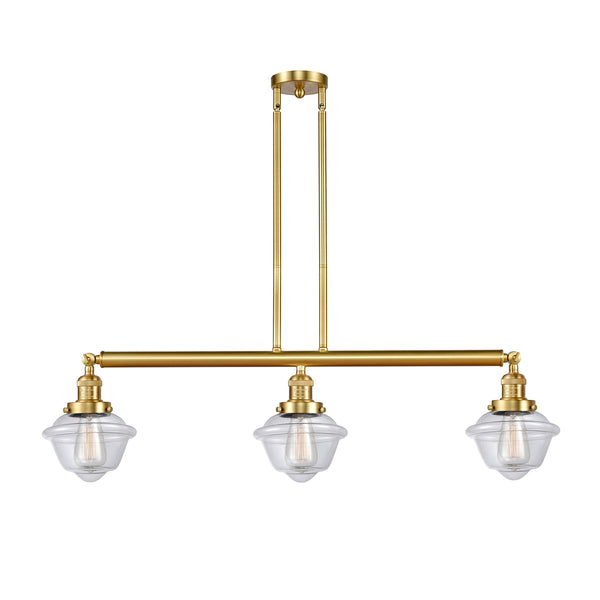 Oxford Island Light shown in the Satin Gold finish with a Clear shade