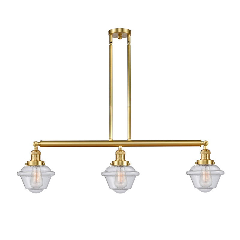 Oxford Island Light shown in the Satin Gold finish with a Seedy shade