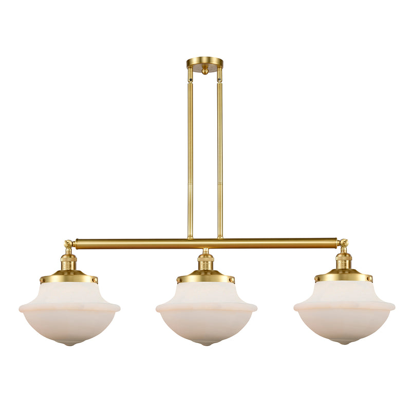 Oxford Island Light shown in the Satin Gold finish with a Matte White shade