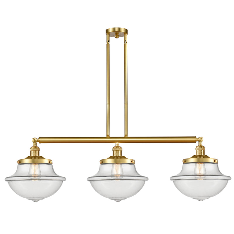 Oxford Island Light shown in the Satin Gold finish with a Clear shade