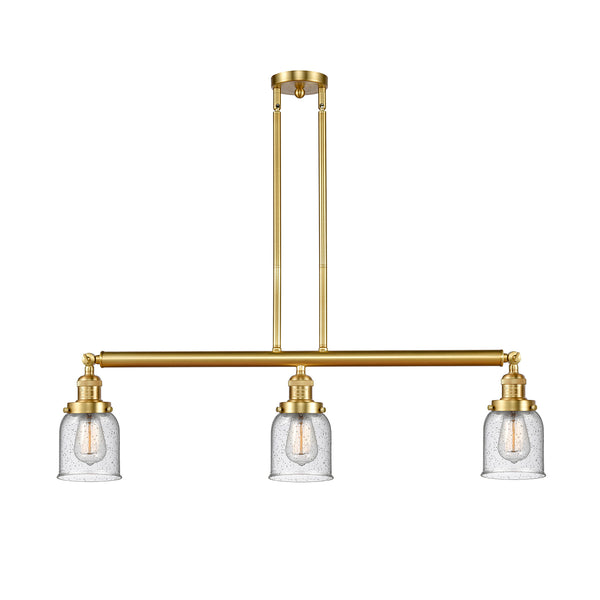 Bell Island Light shown in the Satin Gold finish with a Seedy shade