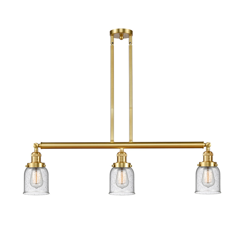 Bell Island Light shown in the Satin Gold finish with a Seedy shade