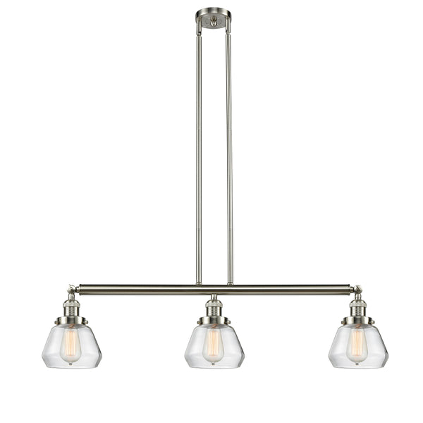 Fulton Island Light shown in the Brushed Satin Nickel finish with a Clear shade