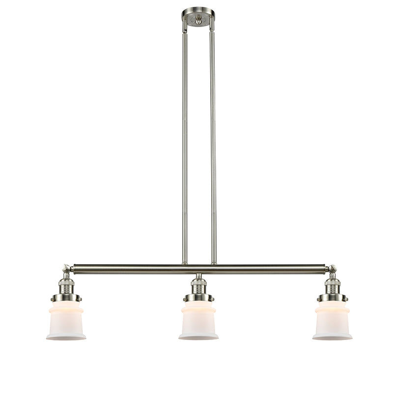 Canton Island Light shown in the Brushed Satin Nickel finish with a Matte White shade