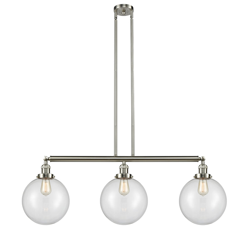 Beacon Island Light shown in the Brushed Satin Nickel finish with a Clear shade