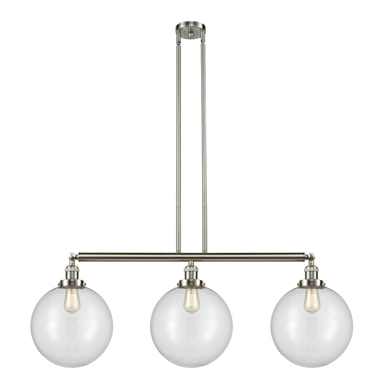 Beacon Island Light shown in the Brushed Satin Nickel finish with a Clear shade