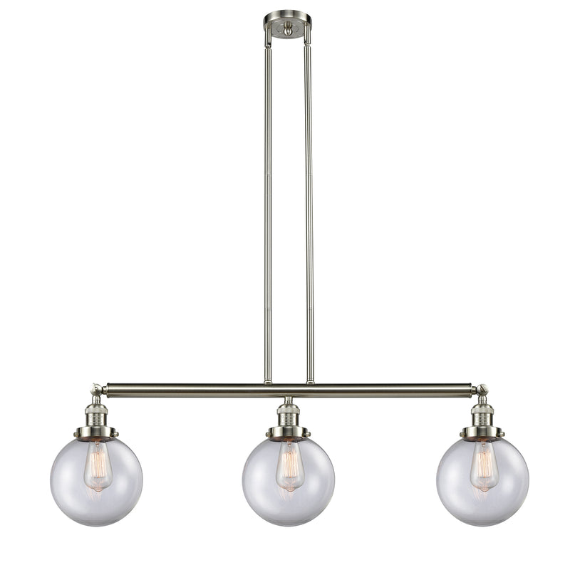 Beacon Island Light shown in the Brushed Satin Nickel finish with a Clear shade