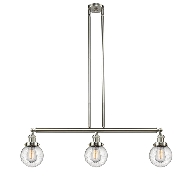 Beacon Island Light shown in the Brushed Satin Nickel finish with a Seedy shade