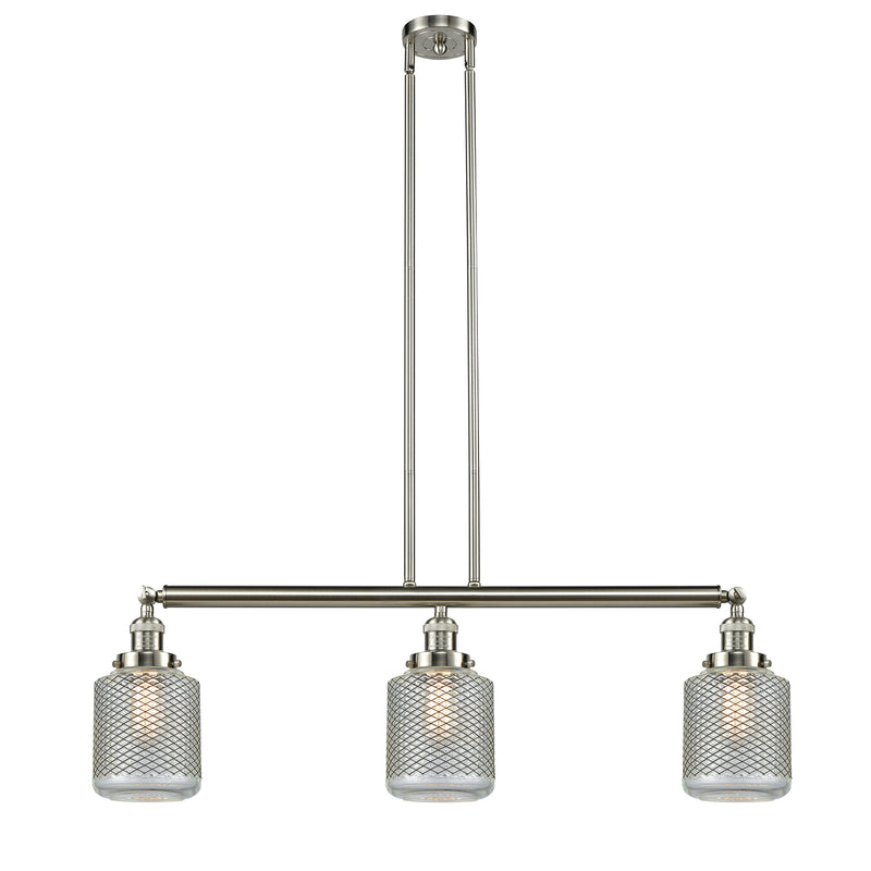 Stanton Island Light shown in the Brushed Satin Nickel finish with a Clear Wire Mesh shade