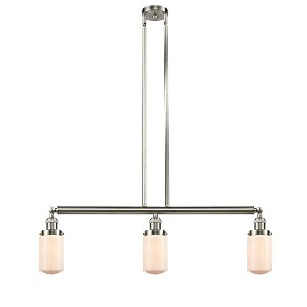 Dover Island Light shown in the Brushed Satin Nickel finish with a Matte White shade