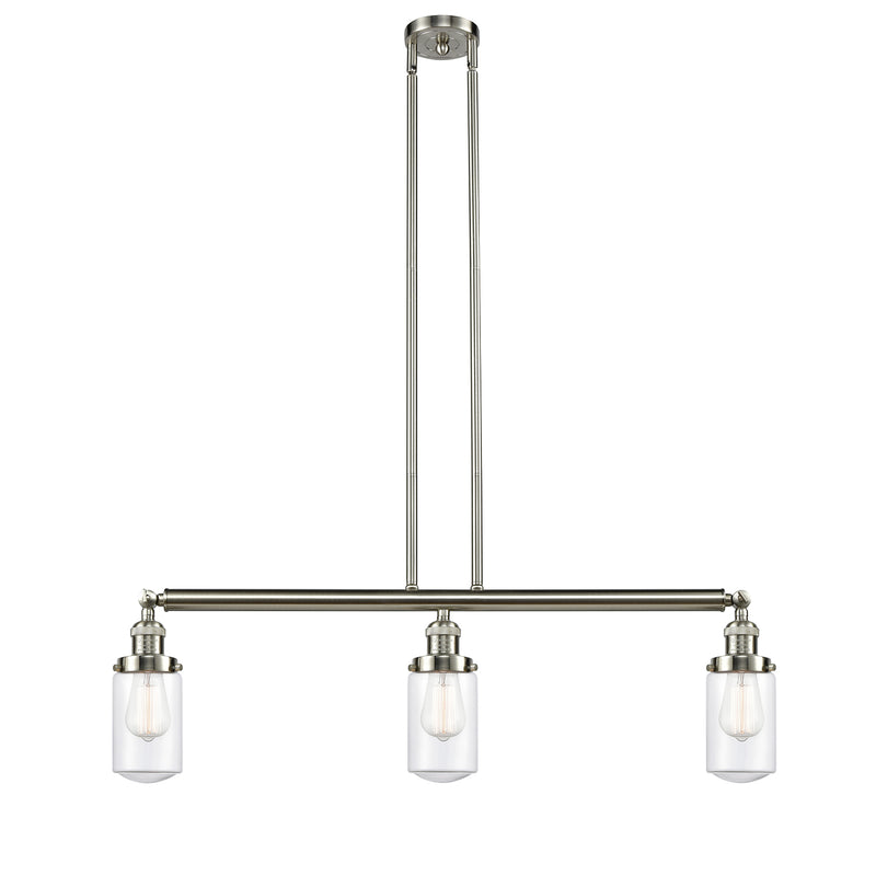 Dover Island Light shown in the Brushed Satin Nickel finish with a Clear shade