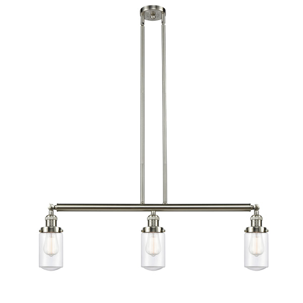 Dover Island Light shown in the Brushed Satin Nickel finish with a Clear shade