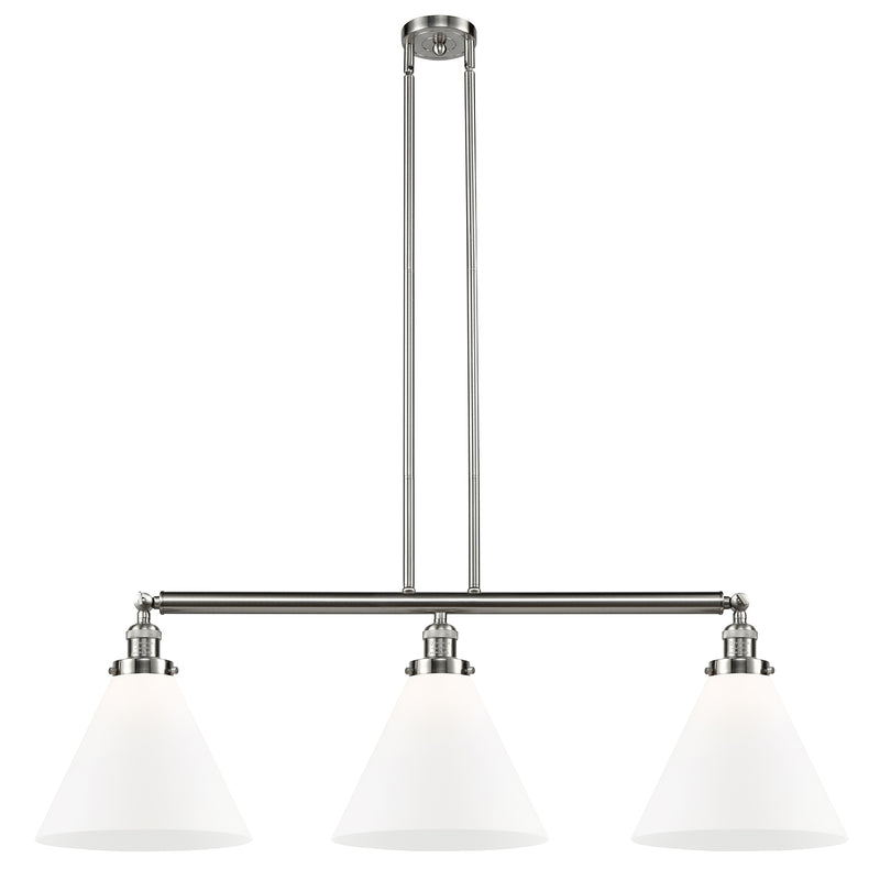 Cone Island Light shown in the Brushed Satin Nickel finish with a Matte White shade