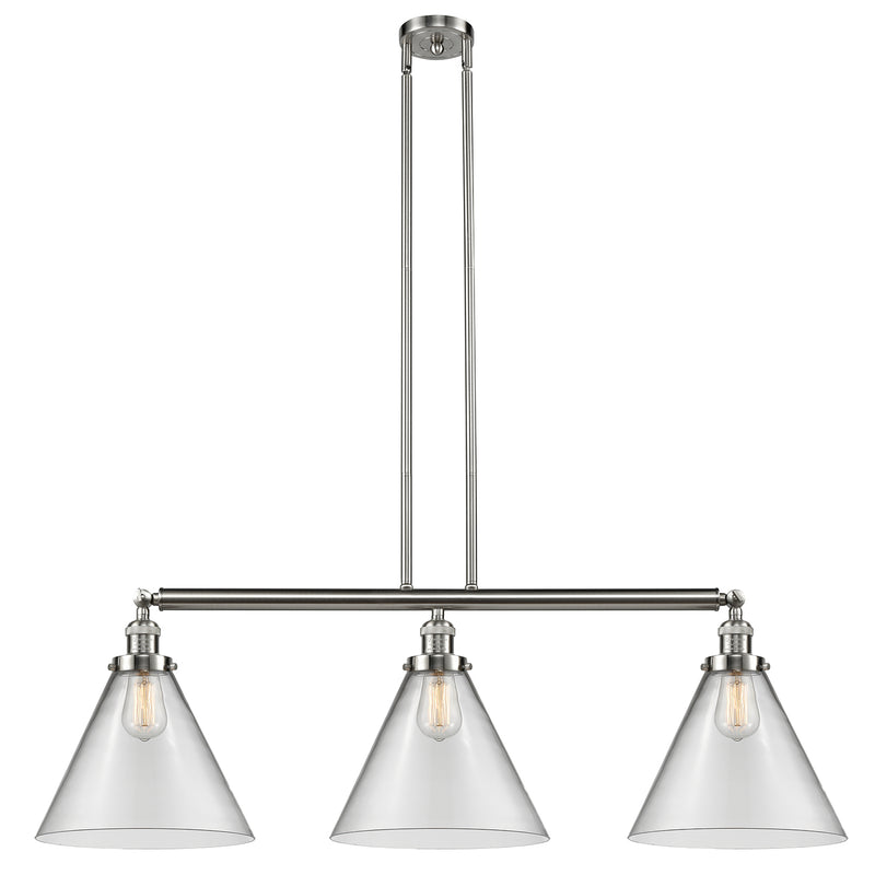 Cone Island Light shown in the Brushed Satin Nickel finish with a Clear shade