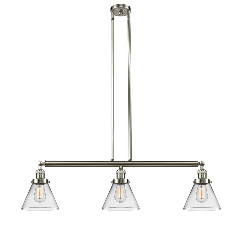 Cone Island Light shown in the Brushed Satin Nickel finish with a Clear shade