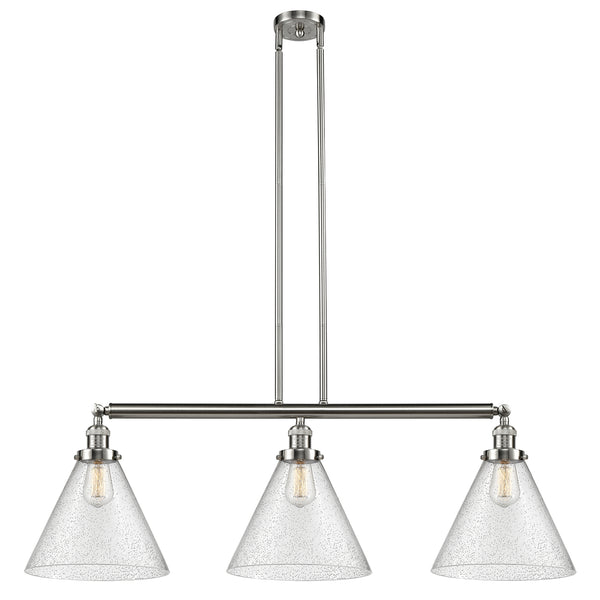 Cone Island Light shown in the Brushed Satin Nickel finish with a Seedy shade