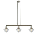 Oxford Island Light shown in the Brushed Satin Nickel finish with a Clear shade