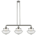 Oxford Island Light shown in the Brushed Satin Nickel finish with a Seedy shade