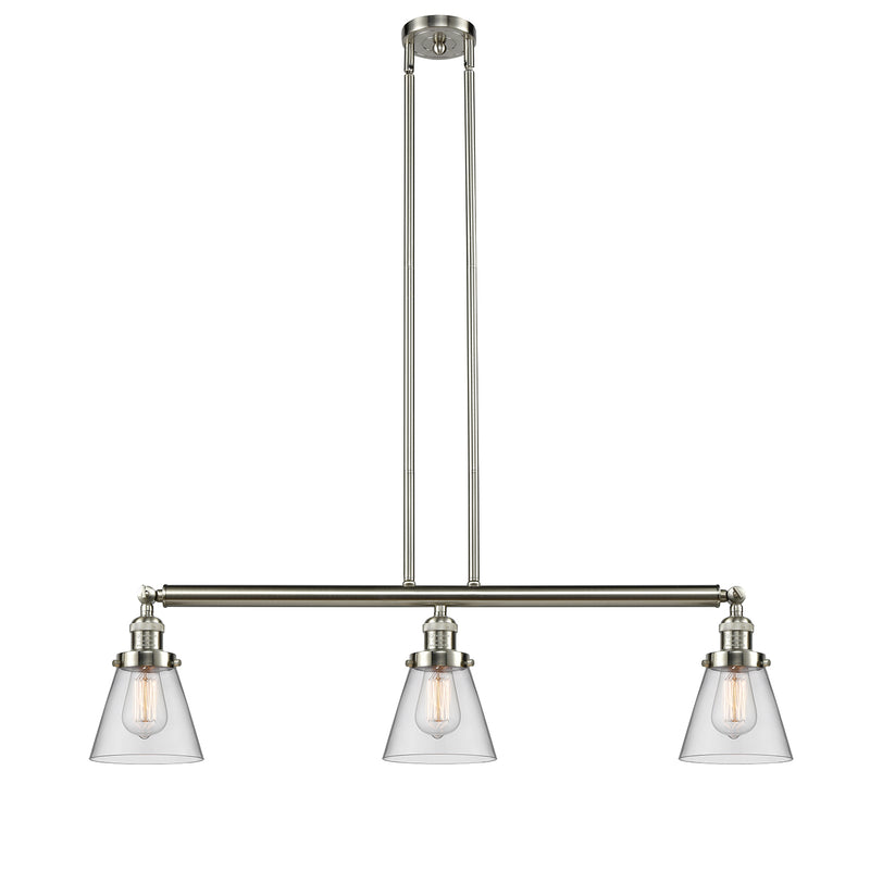 Cone Island Light shown in the Brushed Satin Nickel finish with a Clear shade