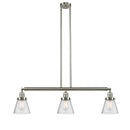 Cone Island Light shown in the Brushed Satin Nickel finish with a Seedy shade