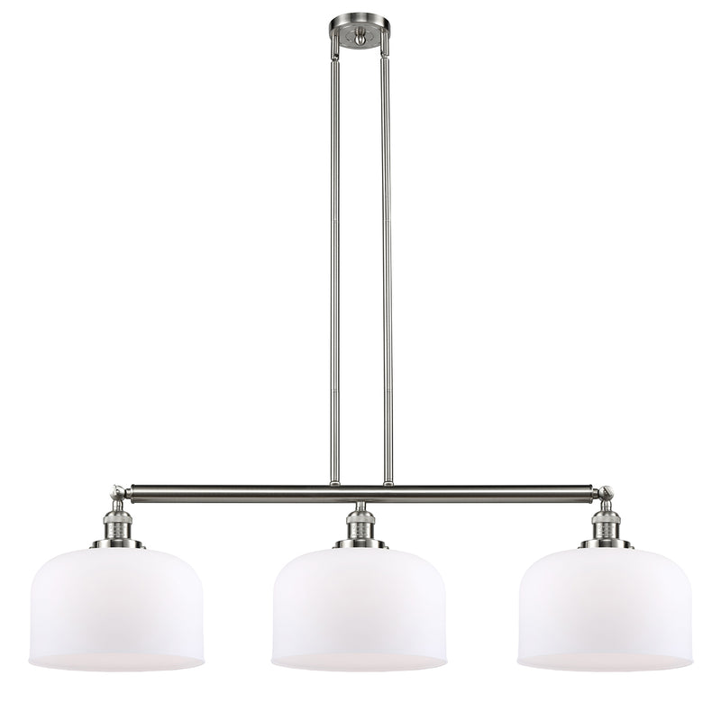 Bell Island Light shown in the Brushed Satin Nickel finish with a Matte White shade