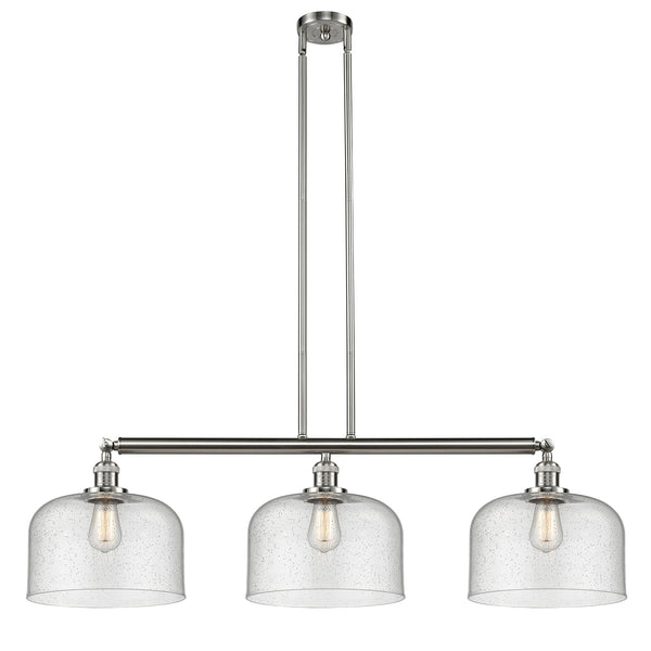 Bell Island Light shown in the Brushed Satin Nickel finish with a Seedy shade