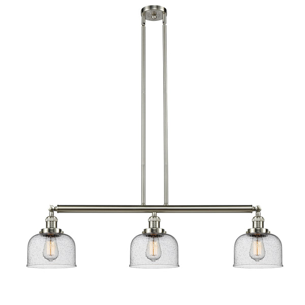 Bell Island Light shown in the Brushed Satin Nickel finish with a Seedy shade