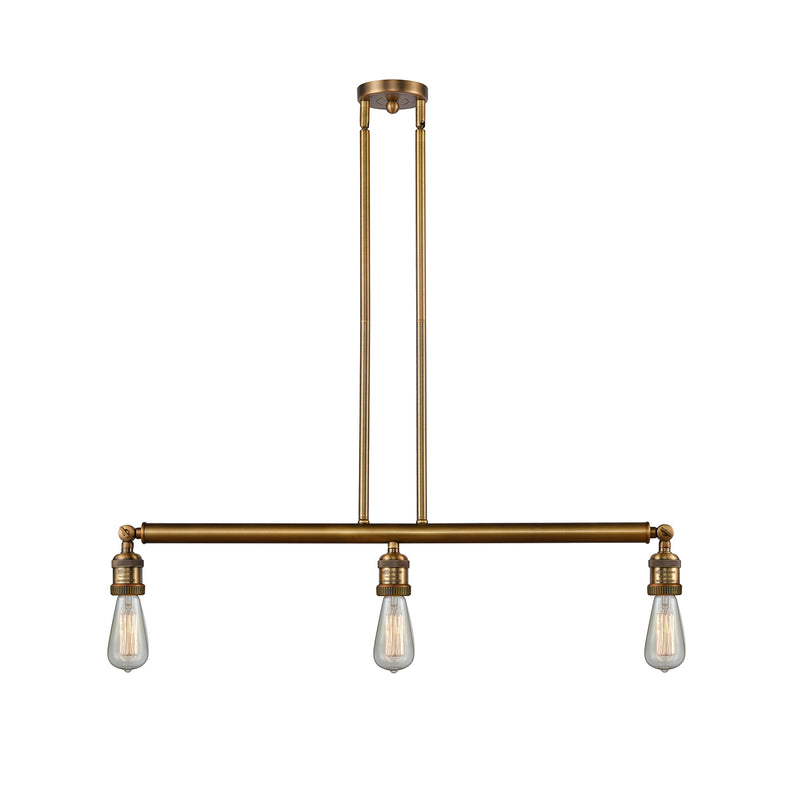 Bare Bulb Island Light shown in the Brushed Brass finish