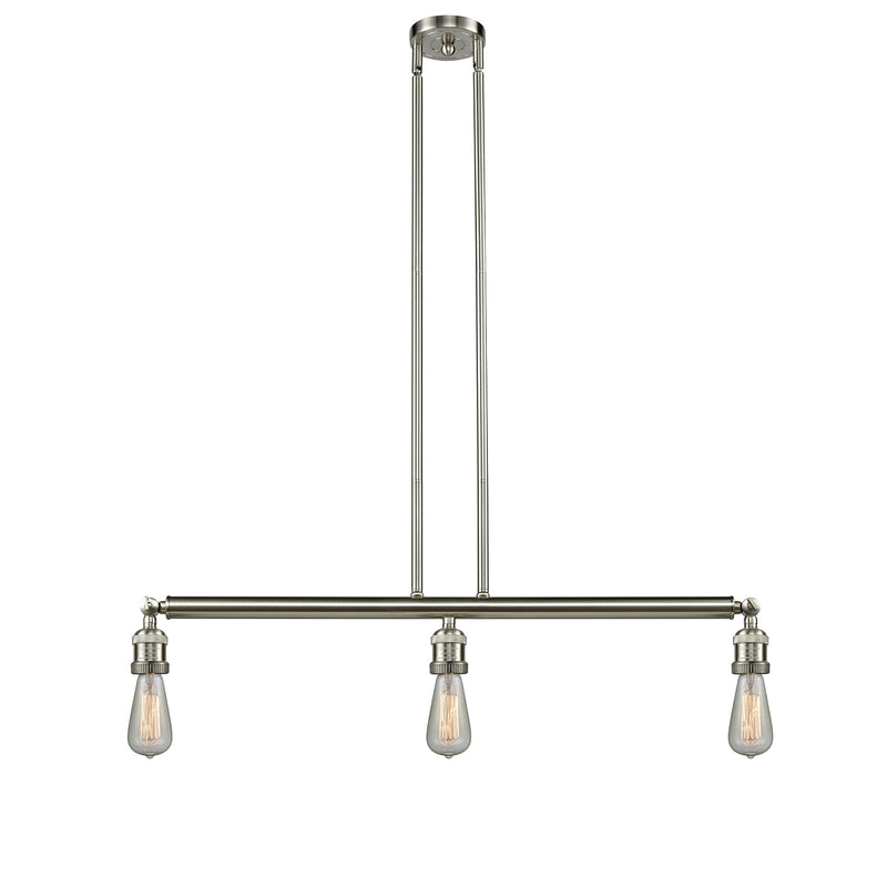 Bare Bulb Island Light shown in the Brushed Satin Nickel finish