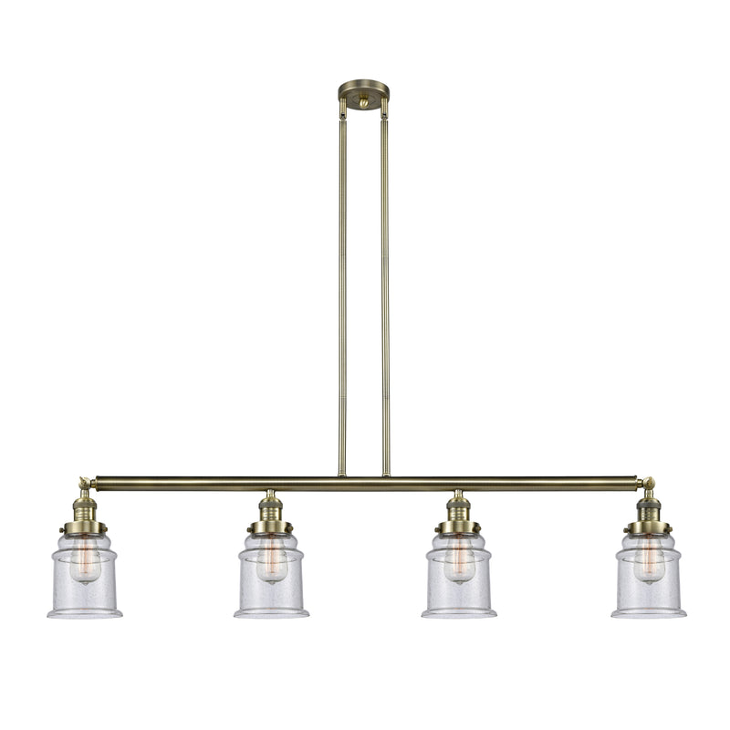 Canton Island Light shown in the Antique Brass finish with a Seedy shade