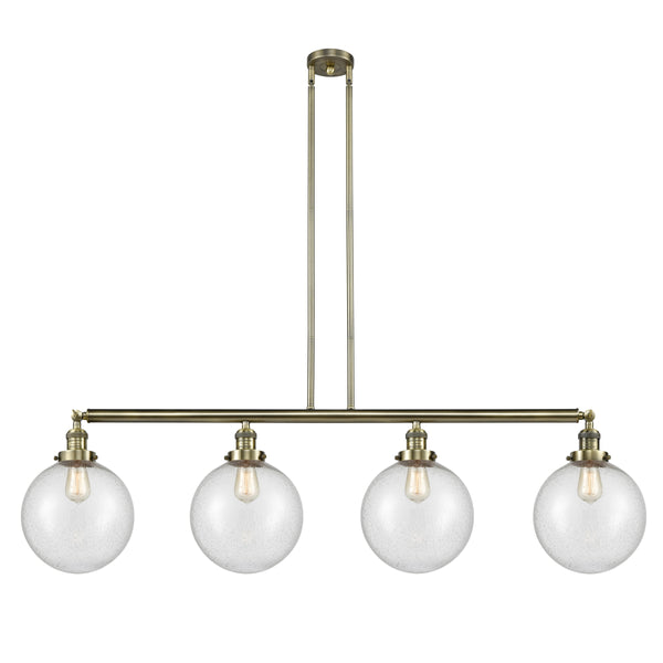 Beacon Island Light shown in the Antique Brass finish with a Seedy shade