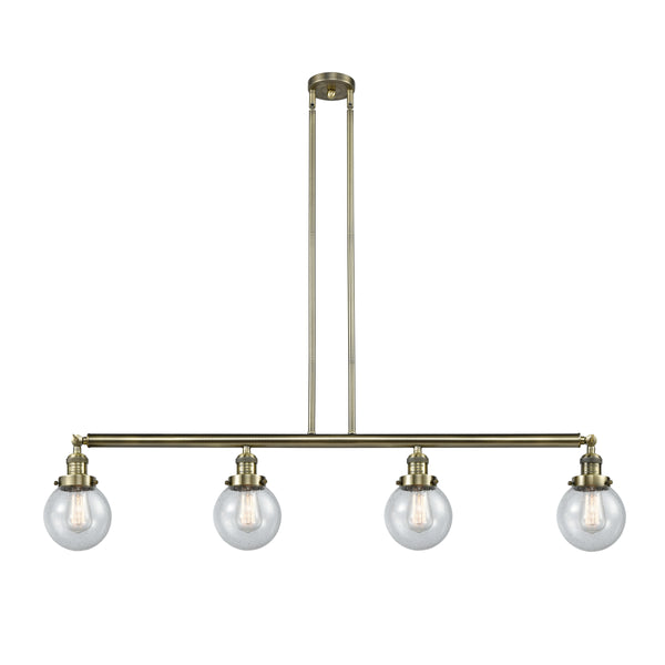 Beacon Island Light shown in the Antique Brass finish with a Seedy shade