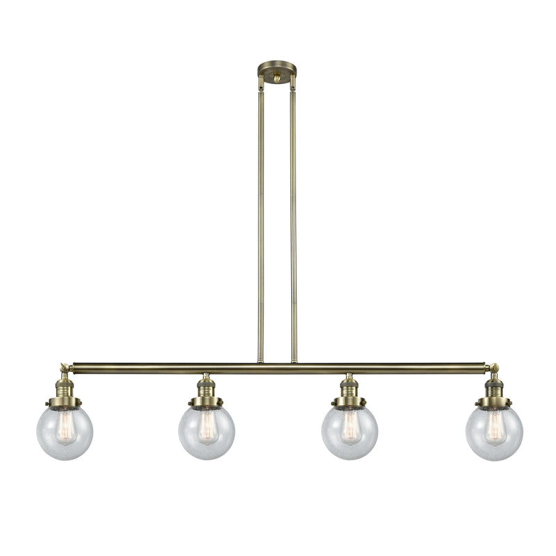 Beacon Island Light shown in the Antique Brass finish with a Seedy shade