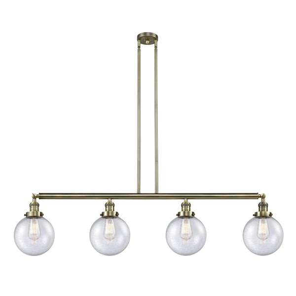 Beacon Island Light shown in the Antique Brass finish with a Seedy shade