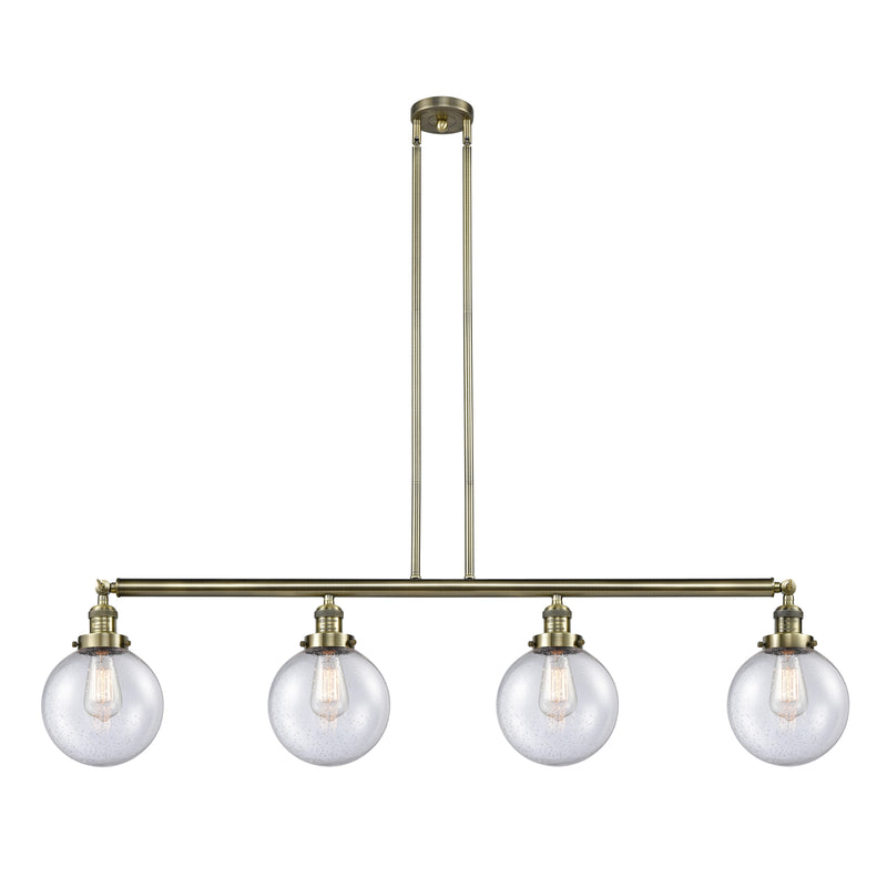 Beacon Island Light shown in the Antique Brass finish with a Seedy shade