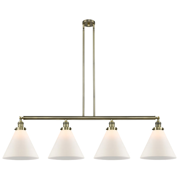 Cone Island Light shown in the Antique Brass finish with a Matte White shade