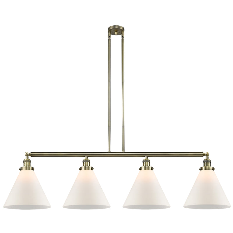 Cone Island Light shown in the Antique Brass finish with a Matte White shade