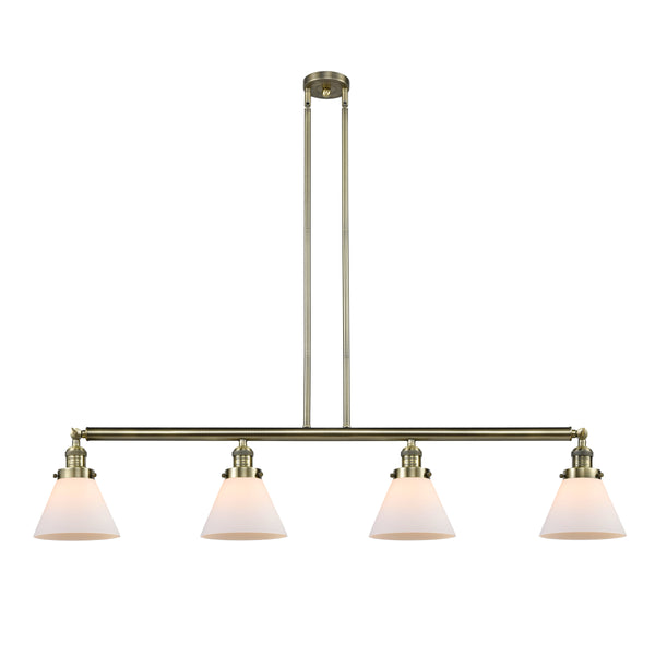 Cone Island Light shown in the Antique Brass finish with a Matte White shade