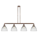 Seneca Falls Island Light shown in the Antique Copper finish with a Clear Halophane shade