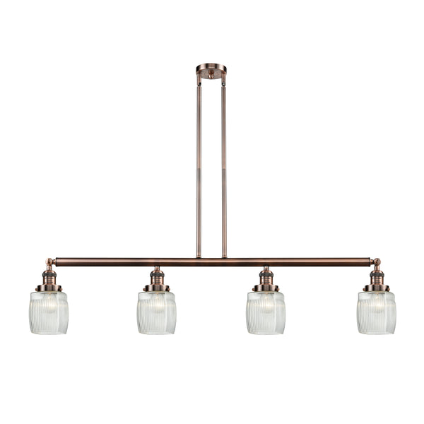 Colton Island Light shown in the Antique Copper finish with a Clear Halophane shade