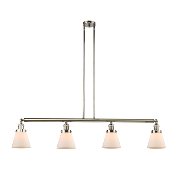 Cone Island Light shown in the Polished Nickel finish with a Matte White shade