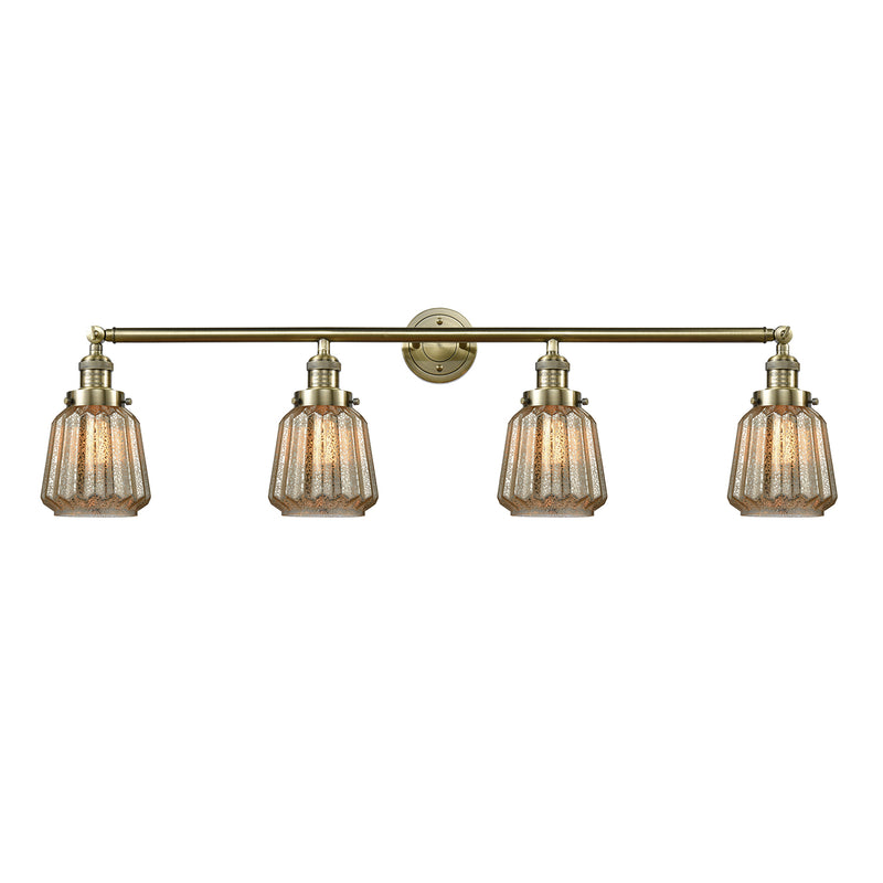 Chatham Bath Vanity Light shown in the Antique Brass finish with a Mercury shade