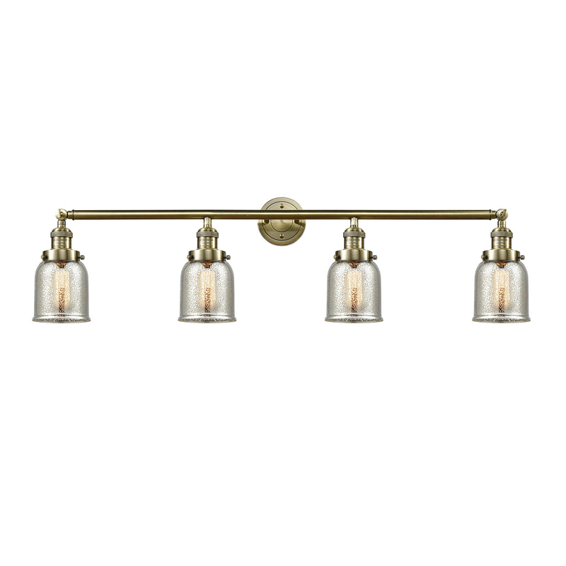 Bell Bath Vanity Light shown in the Antique Brass finish with a Silver Plated Mercury shade