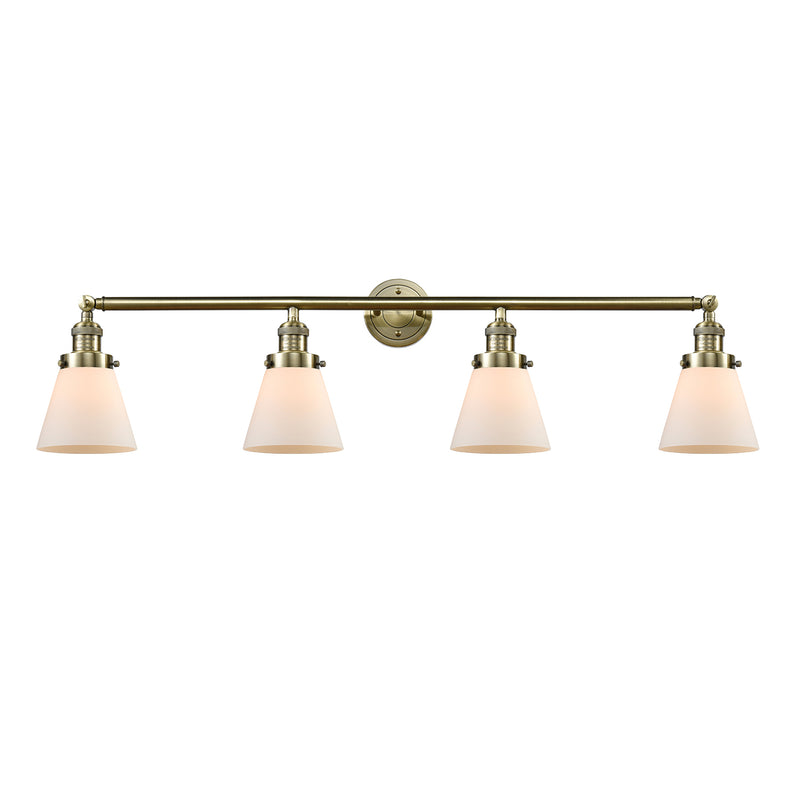 Cone Bath Vanity Light shown in the Antique Brass finish with a Matte White shade